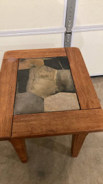 Solid wood stone side table