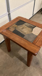 Solid wood stone side table