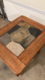 Solid wood stone side table