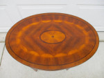 Gorgeous Marquetry Inlaid Top, Oval Shaped Side Table or Plant Stand