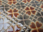 Mid Century Mosaic "Hearts" Tile Top Side Table