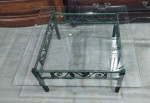 Matching Glass Top Coffee & Side Table Green Metal Base Leaf Design