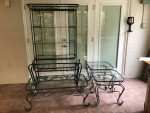 Set of glass top tables bread rack,coffee table and two end tables