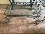 Set of glass top tables bread rack,coffee table and two end tables