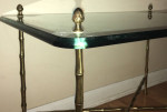 MCM Hollywood Regency Faux Bamboo Brass Glass Table Foot Finial France