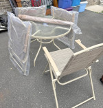Patio Set 38" Table 4 Chairs Umbrella