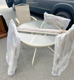 Patio Set 38" Table 4 Chairs Umbrella