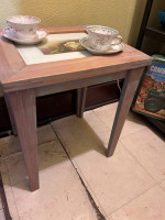 SHABBY CHIC BEVEL GLASS TOP TABLE
