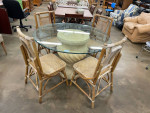 Sandy Glass Top Pedestal Table with Four Chairs