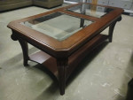 Dark Cherry Wood Coffee Table with 2 End Tables