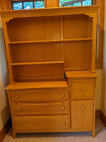 Solid wood maple finish dresser hutch changing table bookshelf