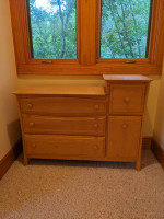 Solid wood maple finish dresser hutch changing table bookshelf