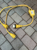 Reverse Y Adapter, (2) 30A 125V Males to 50A 125/250V Female