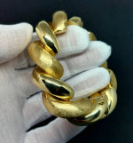 14K Solid Yellow Gold 21.5mm Matte/Shiny San-Marco Italian Bracelet