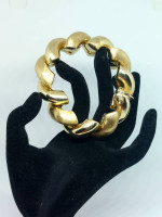 14K Solid Yellow Gold 21.5mm Matte/Shiny San-Marco Italian Bracelet