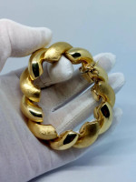 14K Solid Yellow Gold 21.5mm Matte/Shiny San-Marco Italian Bracelet