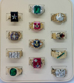 Vintage 14k&10k Solid Gold Masonic/Band Men's Rings Diamonds Onyx Ruby