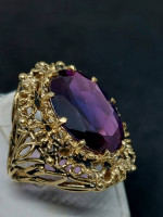 Vintage Huge Gems 14k&10k Solid Gold Rings Amethyst Ruby Citrine Topaz