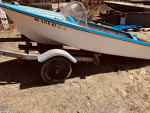13’ Boat w/ Galvanized Trailer, Evinrude Motor & Trolling Motor!