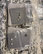 Brilliant Earth Silver Magnolia Diamond Earrings (2) and Necklace