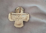 Vintage (c1995) St John enamel and gold tone cross form brooch