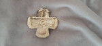 Vintage (c1995) St John enamel and gold tone cross form brooch