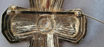 Vintage (c1995) St John enamel and gold tone cross form brooch