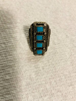 FLORENTA FAUX TURQUOISE  SIGNED ADJUSTABLE RING