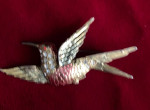Vintage Ruby Red Eye Hummingbird Jeweled Pin