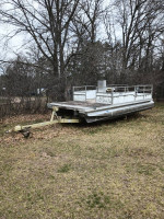 Gregor Aluminum Pontoon Boat with Trailer and 80 H.P. Merc.