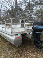 Gregor Aluminum Pontoon Boat with Trailer and 80 H.P. Merc.
