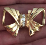 Diamond Bow SLIDE Pendant -14K