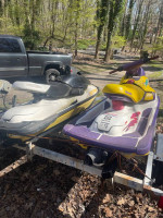 Two seadoo HX on trailer