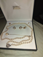 Real pearl necklace and earrings