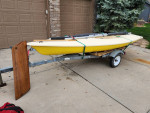 Sailboat - Force fiberglass boat with all equipment- sail, rudder and dagger boa