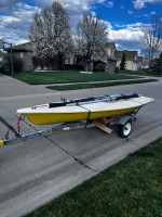 Sailboat - Force fiberglass boat with all equipment- sail, rudder and dagger boa
