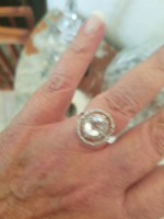 4.00ctw Double Halo Diamond and White Topaz White Gold Ring