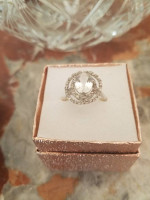 4.00ctw Double Halo Diamond and White Topaz White Gold Ring