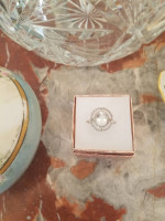 4.00ctw Double Halo Diamond and White Topaz White Gold Ring