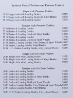 Sizes / Prices In Photos - Pontoon and Tritoon Trailers