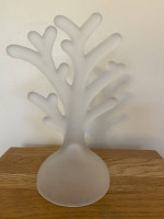 vintage art glass satin Coral Shaped jewelry tree frosted