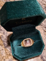 MENS KABANA HEAVY 14K YELLOW GOLD BLACK MOTHER OF PEARL & DIAMOND RING