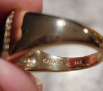 MENS KABANA HEAVY 14K YELLOW GOLD BLACK MOTHER OF PEARL & DIAMOND RING