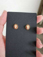 14k gold cameo stud earrings