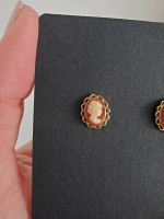 14k gold cameo stud earrings