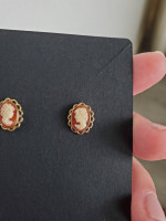 14k gold cameo stud earrings