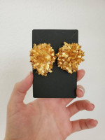 Gold floral pierced earrings