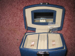 New Na Hoku Luxury Hawaiian Jewelry Box Case Blue Faux Leather
