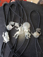 VINTAGE NATIVE AMERICAN SOUTHWEST NAVAJO ZUNI STERLING BOLO TIES