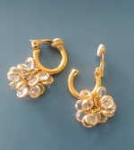 Swarovski Crystal Earrings Cluster Bezel Clip On Gold Tone Vintage
